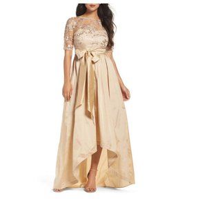 Adrianna Papell *NEW* Sequin Lace & Taffeta Gold Ballgown